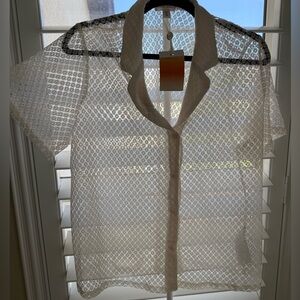 Sheer White Button-Up Blouse